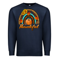 Navy thankful pumpkin rainbow Premium Sweatshirt - BundleAndBundleShop