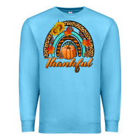 Ocean Blue thankful pumpkin rainbow Premium Sweatshirt - BundleAndBundleShop