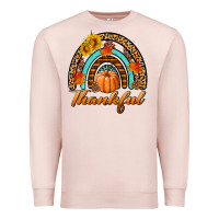 Pale Pink thankful pumpkin rainbow Premium Sweatshirt - BundleAndBundleShop