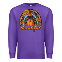 Purple thankful pumpkin rainbow Premium Sweatshirt - BundleAndBundleShop