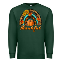 Sports Green thankful pumpkin rainbow Premium Sweatshirt - BundleAndBundleShop