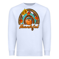 White thankful pumpkin rainbow Premium Sweatshirt - BundleAndBundleShop