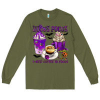 Army Green Hocus Pocus I Need Coffee to Focus Long Sleeve Tee - texasbilliewilder