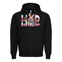 Black Easter Day Hop bunny Zipper Hoodie - OliviaCreatesArt