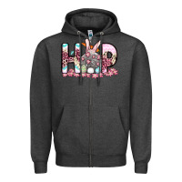 Charcoal Heather Easter Day Hop bunny Zipper Hoodie - OliviaCreatesArt