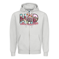 Dove Grey Easter Day Hop bunny Zipper Hoodie - OliviaCreatesArt