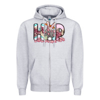 Heather Grey Easter Day Hop bunny Zipper Hoodie - OliviaCreatesArt