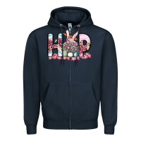 Navy Easter Day Hop bunny Zipper Hoodie - OliviaCreatesArt