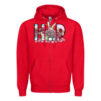 Red Easter Day Hop bunny Zipper Hoodie - OliviaCreatesArt