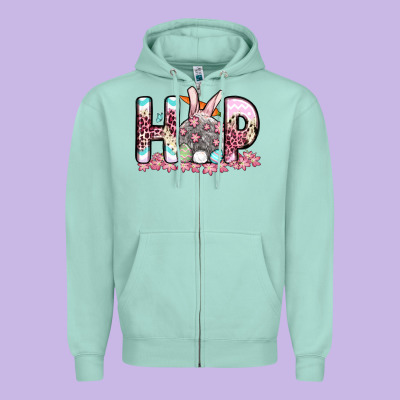 Easter Day Hop Bunny Zipper Hoodie Designed By Oliviacreatesart