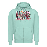 Seafoam Easter Day Hop bunny Zipper Hoodie - OliviaCreatesArt