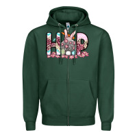 Sports Green Easter Day Hop bunny Zipper Hoodie - OliviaCreatesArt