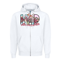 White Easter Day Hop bunny Zipper Hoodie - OliviaCreatesArt