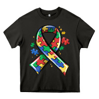 Asphalt autism puzzle ribbon Heavy Core Tee - MaliasSmallBusiness