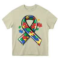 Mossy autism puzzle ribbon Heavy Core Tee - MaliasSmallBusiness