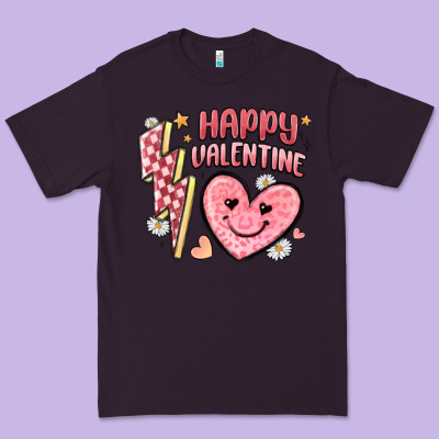 Happy Valentine Heart Premium Tee Designed By Maliassmallbusiness
