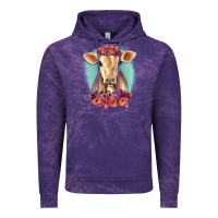 Cloud Purple Floral Cow Vintage Hoodie - RanaPortraitStore