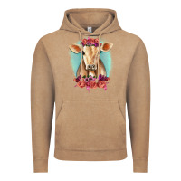 Vintage Coffee Floral Cow Vintage Hoodie - RanaPortraitStore