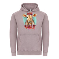 Vintage Zinc Floral Cow Vintage Hoodie - RanaPortraitStore