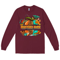 Burgundy registered nurse pumpkin Long Sleeve Tee - NancyCooperArtShop