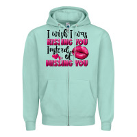 Seafoam I wish i was kissing you instead of missing you Zipper Hoodie - FaDigitalArtStudio