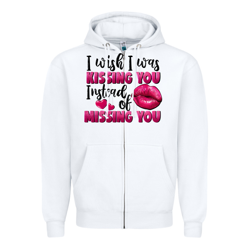 I Wish I Was Kissing You Instead Of Missing You Zipper Hoodie by FaDigitalArtStudio | Teevron