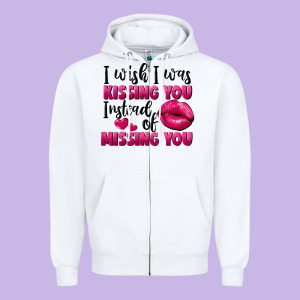 I Wish I Was Kissing You Instead Of Missing You Zipper Hoodie Designed By Fadigitalartstudio