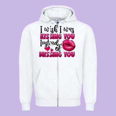 I Wish I Was Kissing You Instead Of Missing You Zipper Hoodie Designed By Fadigitalartstudio