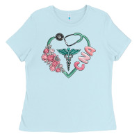 Baby Blue cna heart Ladies Tee - MaliasSmallBusiness