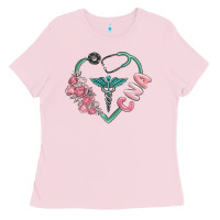 Bubblegum Pink cna heart Ladies Tee - MaliasSmallBusiness