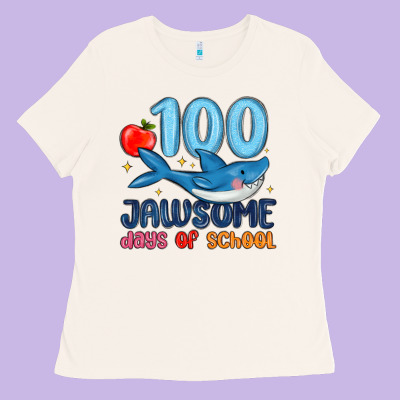 100 Jawsome Days Of School Ladies Tee Designed By Maliassmallbusiness