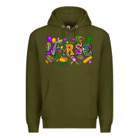 Army Green Nurse Mardi Gras Premium Hoodie - FaDigitalArtStudio