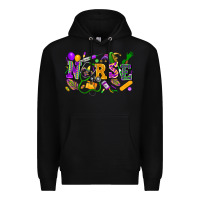 Black Nurse Mardi Gras Premium Hoodie - FaDigitalArtStudio