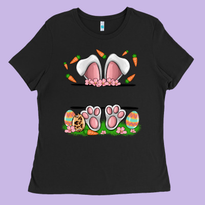 Easter Costom Name Rabbit Ladies Tee Designed By Maliassmallbusiness