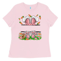 Bubblegum Pink easter costom name rabbit Ladies Tee - MaliasSmallBusiness