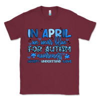 Burgundy in april we wear blue for autism awareness Classic Tee - Artiststas