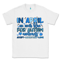 White in april we wear blue for autism awareness Classic Tee - Artiststas