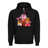 Black Valentines Day Frappe Coffee Zipper Hoodie - FaDigitalArtStudio
