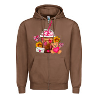 Chestnut Valentines Day Frappe Coffee Zipper Hoodie - FaDigitalArtStudio