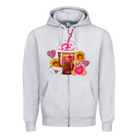 Heather Grey Valentines Day Frappe Coffee Zipper Hoodie - FaDigitalArtStudio