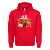 Red Valentines Day Frappe Coffee Zipper Hoodie - FaDigitalArtStudio