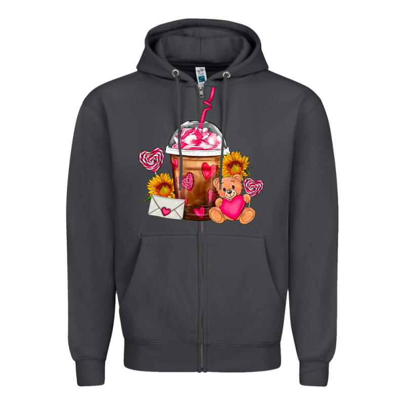 Valentines Day Frappe Coffee Zipper Hoodie by FaDigitalArtStudio | Teevron