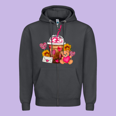 Valentines Day Frappe Coffee Zipper Hoodie Designed By Fadigitalartstudio
