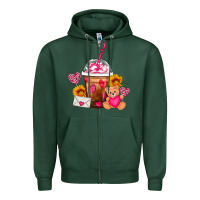 Sports Green Valentines Day Frappe Coffee Zipper Hoodie - FaDigitalArtStudio