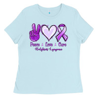 Baby Blue Peace Love Cure Odgkins Lympoma Ladies Tee - Jasminsmagicworld