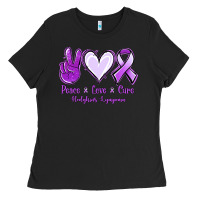 Black Peace Love Cure Odgkins Lympoma Ladies Tee - Jasminsmagicworld