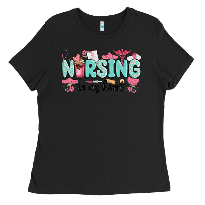 Nursing In My Heart Ladies Tee by MaliasSmallBusiness | Teevron