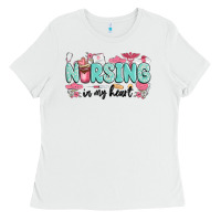 White nursing in my heart Ladies Tee - MaliasSmallBusiness