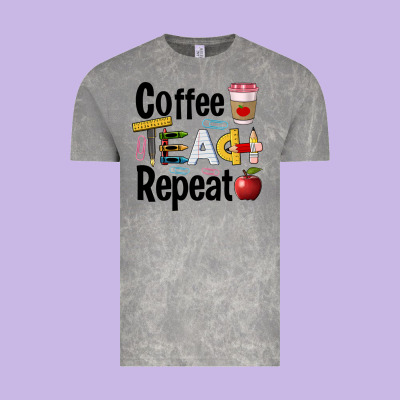 Coffee Teach Repeat Vintage Tee Designed By Barkaloodesign