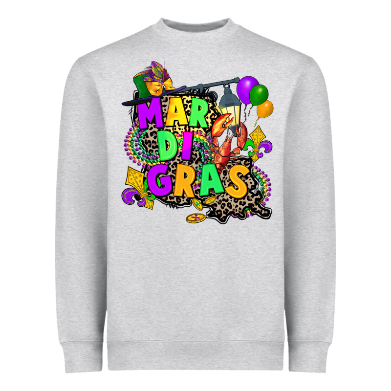 Louisiana Map Mardi Gras Heavyweight Sweatshirt by CowGirlArtShop | Teevron